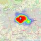 Hunters - Pudsey listings heatmap