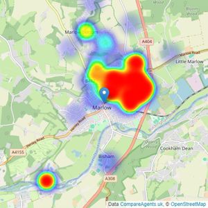 Bonners & Babingtons - Marlow listings heatmap