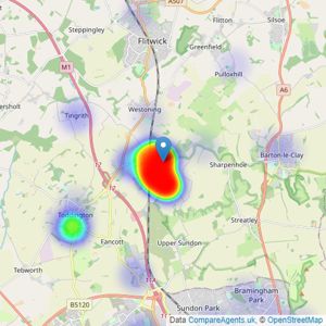 Bradshaws - Bedfordshire listings heatmap