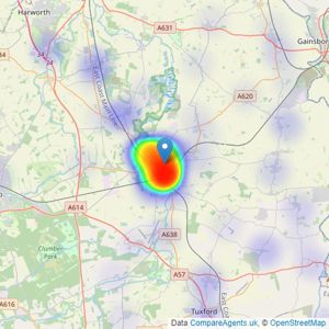 Brown & Co - Retford listings heatmap