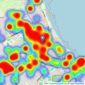 Embleys Estate Agents - Whitley Bay listings heatmap