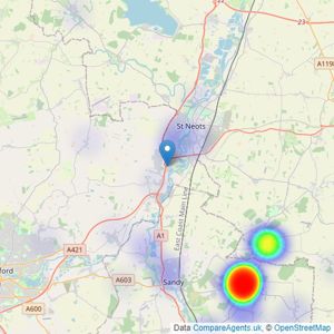 Latcham Dowling Estate Agents - St. Neots listings heatmap