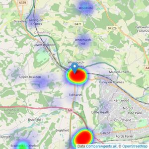 Parkers Estate Agents - Pangbourne listings heatmap