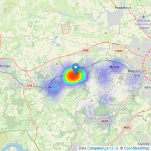 Red Hot Property - Prudhoe listings heatmap