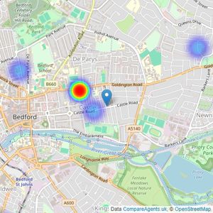 Thomas Charles Estate Agents - Bedford listings heatmap